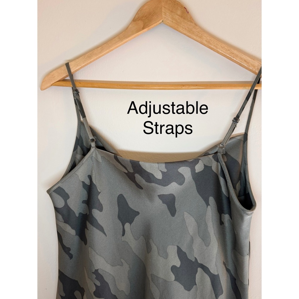 Banana Republic Camo Print Cowl Neck Midi Slip Dress Green Gray Small - Picture 5 of 7